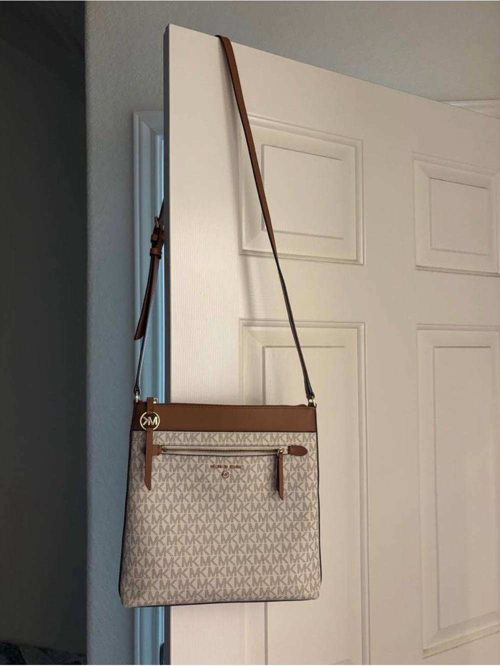 Michael Kors Beige and Brown Signature Crossbody Bag